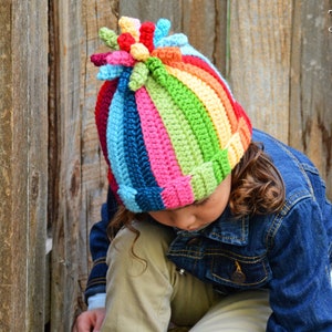 Crochet Hat PATTERN - Tutti Frutti - crochet pattern for beanie hat, boy girl colorful striped toque (5 sizes | Baby - Adult) - PDF Download