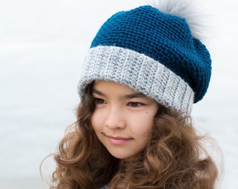 Crochet Hat PATTERN - Back 2 Basics Beanie - crochet pattern for beanie + slouchy hat, boy girl hat (5 sizes | Baby - Adult) - PDF Download