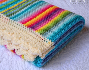 Crochet PATTERN - Crayon Box Blanket - crochet blanket pattern, afghan pattern, rainbow blanket pattern, baby blanket pattern - PDF Download
