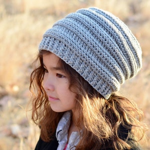 Crochet Hat PATTERN Roll With It crochet pattern for slouchy beanie hat 4 sizes Toddler Child Adult sizes PDF Download image 1