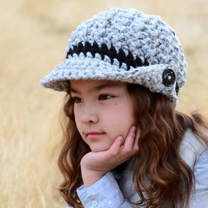 PATRÓN de sombrero de ganchillo Gorro del área de la bahía patrón de crochet para gorro, patrón de sombrero de niño niña 3 tamaños / niño niño adulto Descargar PDF imagen 1