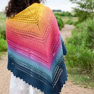 CROCHET PATTERN - Vacay Vibes Shawl - crochet shawl pattern, cottagecore shawl wrap, boho triangle shawl scarf pattern - PDF Download