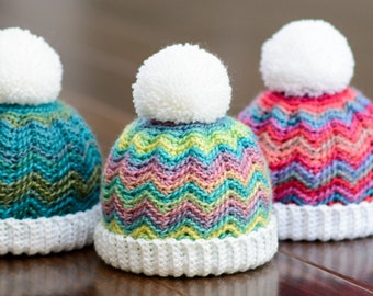 Gehaakte muts PATROON - Peak 2 Peak Beanie - haakpatroon chevronmuts, jongensmeisje mutspatroon (6 maten | Baby - volwassene) - PDF Download