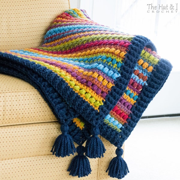 Crochet PATTERN - Bohemian Nights Blanket - crochet blanket pattern, afghan pattern, boho throw blanket pattern w/ bulky yarn - PDF Download