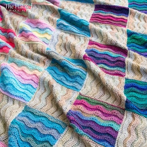 CROCHET Blanket PATTERN - Waves for Days - crochet pattern for throw blanket, modern ripple stitch crochet afghan pattern - PDF Download