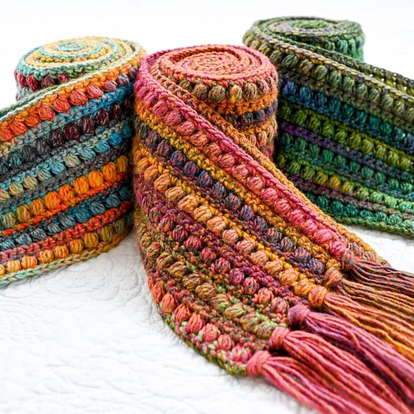 SCHEMA ALL'UNCINETTO - Sciarpe Boho - schema per sciarpa all'uncinetto per bambini, bambine, uomini e donne (4 taglie / Bambino, Adulto, XL) - Download PDF
