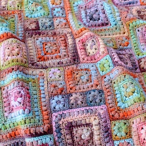 CROCHET PATTERN - Square Scramble - crochet blanket pattern, baby throw blanket pattern, granny squares afghan pattern - PDF Download
