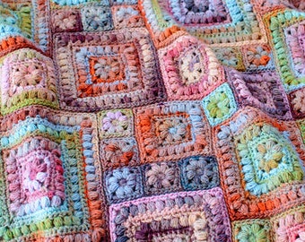 CROCHET PATTERN - Square Scramble - crochet blanket pattern, baby throw blanket pattern, granny squares afghan pattern - PDF Download