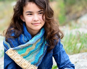 Crochet PATTERN - Waves for Days Cowl - crochet cowl pattern, ripple cowl scarf pattern (3 sizes | Toddler Child Adult) - PDF Download