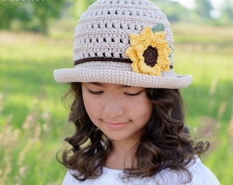 Crochet Hat PATTERN - Summer Breeze Sun Hat - crochet pattern for sunflower hat, bucket hat pattern (5 sizes | Baby - Adult) - PDF Download