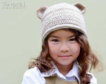 Crochet Hat PATTERN - Boutique Bear Beanie - crochet pattern for bear hat, boy girl beanie pattern (5 sizes | Baby - Adult) - PDF Download