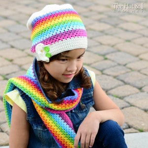 Crochet PATTERN Crayon Box crochet scarf pattern hat pattern, slouch beanie hat pattern 3 sizes Toddler Child Adult PDF Download image 4