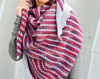 CROCHET PATTERN - "Bean" There Done That Shawl - crochet shawl pattern, wrap pattern, asymmetrical triangle shawl scarf - PDF Download