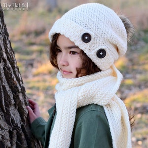 Crochet PATTERN - Soft Side Slouchy - crochet hat pattern + scarf pattern, slouch hat pattern (3 sizes | Toddler Child Adult) - PDF Download