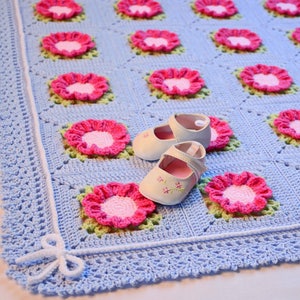 Crochet Blanket PATTERN - Cottage Charm - baby blanket crochet pattern, flower granny square pattern, crochet afghan pattern - PDF Download