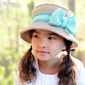 Crochet Hat PATTERN - Southern Belle - crochet pattern for sun hat + bow, summer sunhat pattern (5 sizes | Baby - Adult) - PDF Download