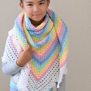 Crochet PATTERN Rainbow Reflections crochet shawl pattern with lacy edge, rainbow shawl, Kawaii Girls Women wrap pattern PDF Download image 6