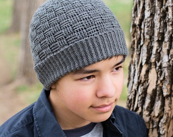 Crochet Hat PATTERN - Timeless Texture Toque - crochet pattern for boys girls basket weave beanie (6 sizes | Baby - Adult) - PDF Download