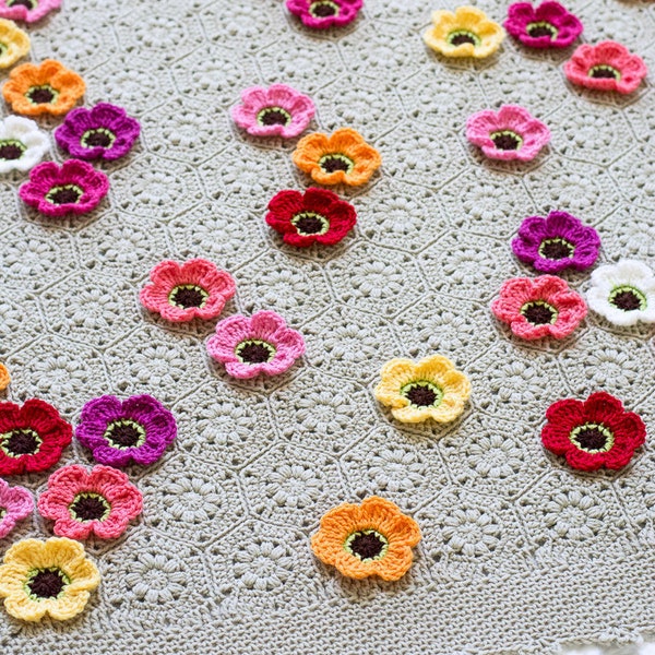 Crochet PATTERN - Flowerghan - crochet blanket pattern, flower throw blanket pattern, afghan pattern, crochet baby blanket - PDF Download