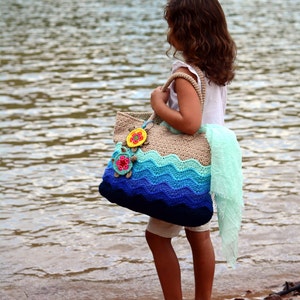Crochet PATTERN Turtle Beach Tote crochet bag pattern, colorful turtle purse tote pattern, crochet beach bag pattern PDF Download image 2