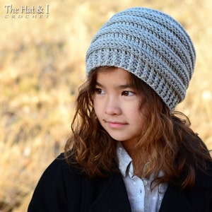 Crochet Hat PATTERN Roll With It crochet pattern for slouchy beanie hat 4 sizes Toddler Child Adult sizes PDF Download image 2