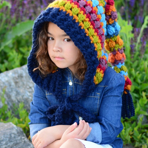 Crochet PATTERN - Bohemian Nights Hoodie - crochet hood pattern, pixie hat, boho fairy hood pattern (2 sizes | Child & Adult) - PDF Download