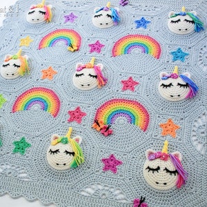 Crochet PATTERN Unicorn Utopia crochet blanket pattern, unicorn afghan pattern, rainbow stars baby blanket pattern PDF Download image 3