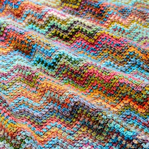 Crochet PATTERN Renoir's Ripple crochet blanket pattern, afghan pattern, colorful boho chevron throw blanket pattern PDF Download image 1