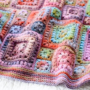 Crochet PATTERN Square Scramble crochet blanket pattern, baby throw blanket pattern, granny squares afghan pattern PDF Download image 7