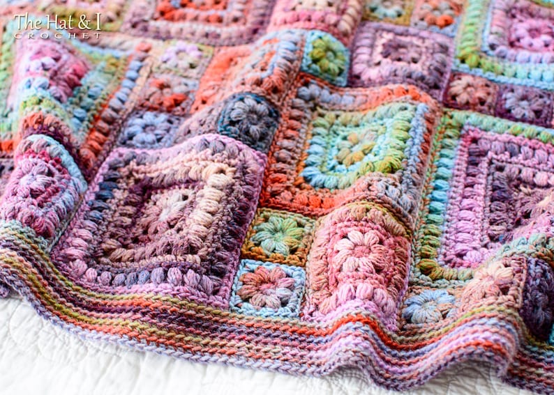 Crochet PATTERN Square Scramble crochet blanket pattern, baby throw blanket pattern, granny squares afghan pattern PDF Download image 7