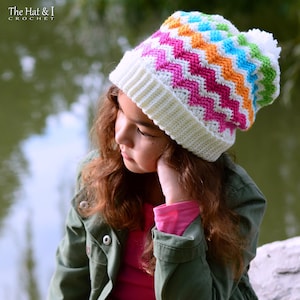 Gehaakte muts PATROON - Super Slouchy Chevrons - haakpatroon voor slouch muts, mutspatroon (3 maten | Peuter Kind Volwassene) - PDF Download