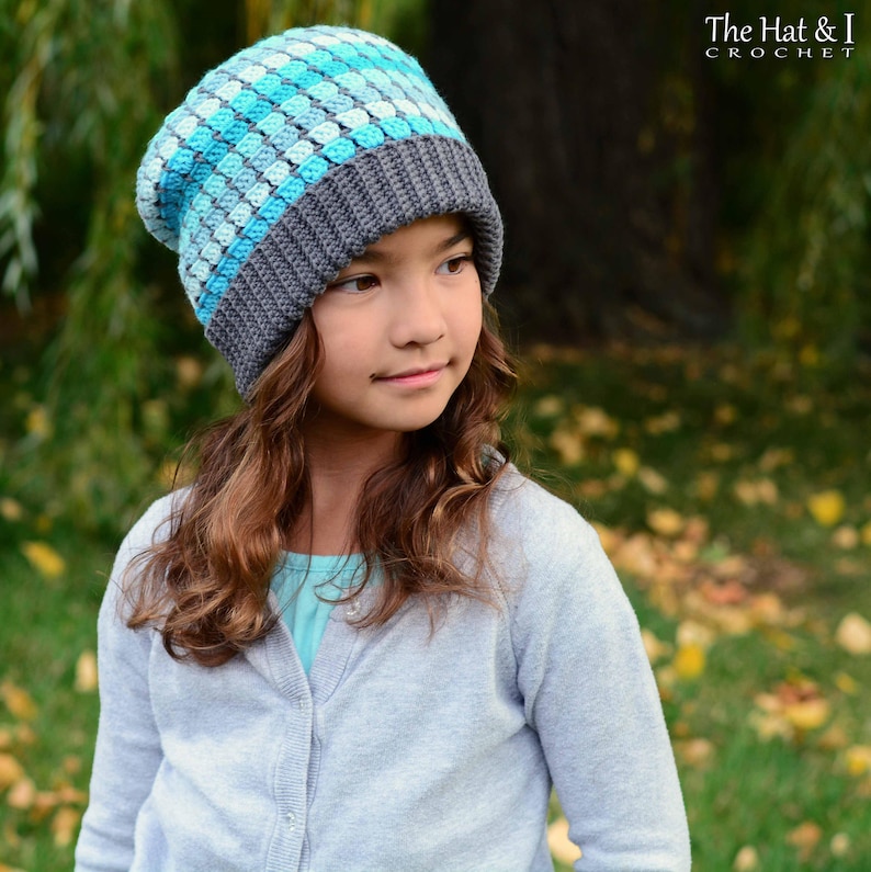 Crochet Hat PATTERN Winter Park Slouchy crochet pattern for slouch hat, beanie pattern 3 sizes Toddler Child Adult PDF Download image 6