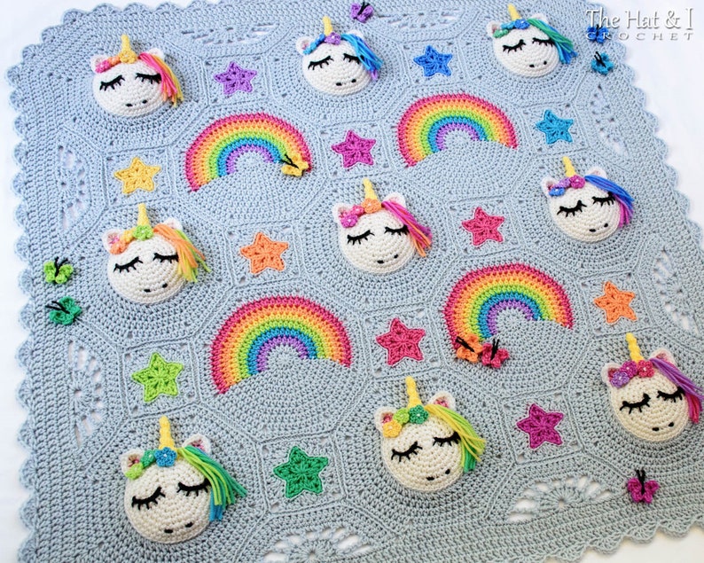 Crochet PATTERN Unicorn Utopia crochet blanket pattern, unicorn afghan pattern, rainbow stars baby blanket pattern PDF Download image 4