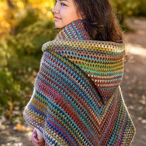 Crochet PATTERN Better Together Hood & Shawl crochet hooded shawl pattern, triangle shawl scarf pattern, wrap pattern PDF Download image 4