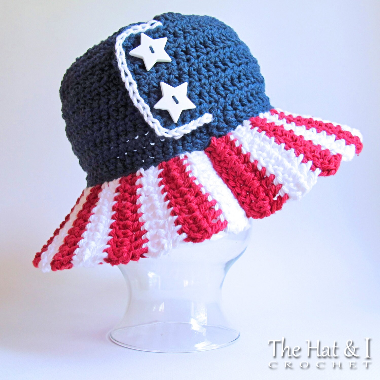 SisanDina Ecuador 100% Wool Handmade Crochet Bucket Hat American Flag Patriotic Fourth of July Bucket Hat - 4th of July Independence Day  main image 3
