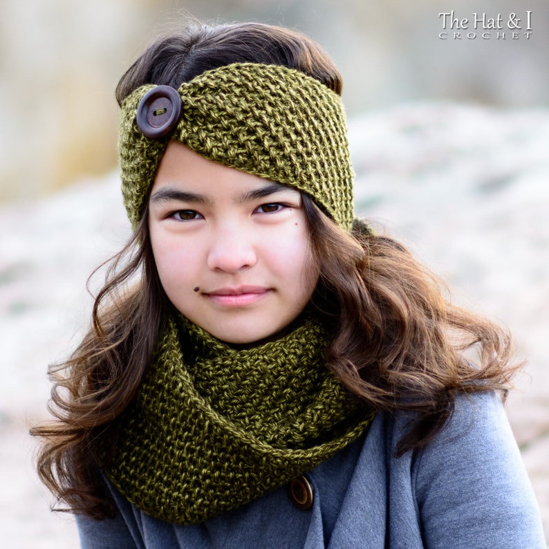 Crochet PATTERN Warm Welcome Set crochet headband pattern scarf cowl pattern Toddler Child Adult sizes PDF Download image 2