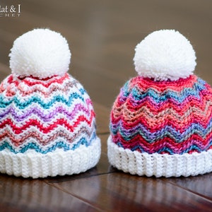 Crochet Hat PATTERN Peak 2 Peak Beanie crochet pattern chevron hat, boy girl beanie hat pattern 6 sizes Baby Adult PDF Download image 3