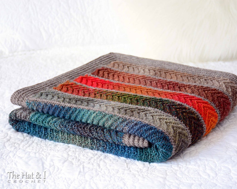 Crochet Blanket PATTERN Super Fine Sampler crochet pattern for chevron throw blanket, sock yarn crochet afghan pattern PDF Download image 5