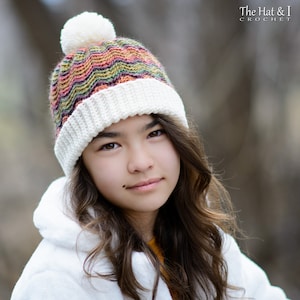 Crochet Hat PATTERN Peak 2 Peak Beanie crochet pattern chevron hat, boy girl beanie hat pattern 6 sizes Baby Adult PDF Download image 8