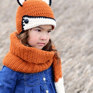 Crochet PATTERN Fox Fancy crochet fox hat pattern cowl scarf pattern, beanie pattern 3 sizes Toddler Child Adult PDF Download image 6