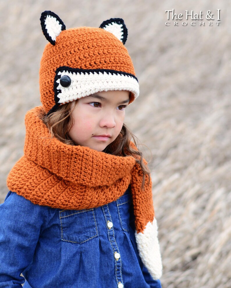 Crochet PATTERN Fox Fancy crochet fox hat pattern cowl scarf pattern, beanie pattern 3 sizes Toddler Child Adult PDF Download image 6