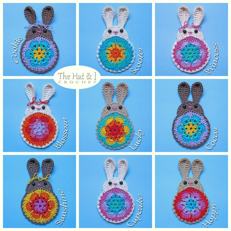 Crochet PATTERN Bunny in Bloom crochet bunny pattern, spring bunny ornament, Easter bunny pattern, bunny applique pattern PDF Download image 4