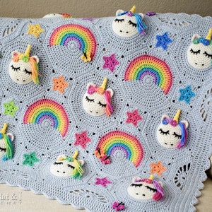 Crochet PATTERN Unicorn Utopia crochet blanket pattern, unicorn afghan pattern, rainbow stars baby blanket pattern PDF Download image 6