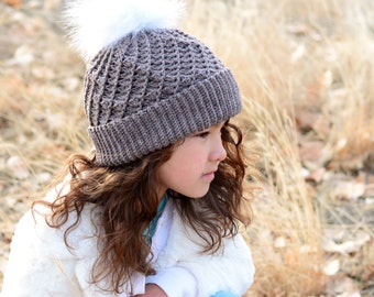 Crochet Hat PATTERN - Snow Bunny Beanie - crochet pattern for beanie hat, toque hat pattern (3 sizes | Toddler Child Adult) - PDF Download