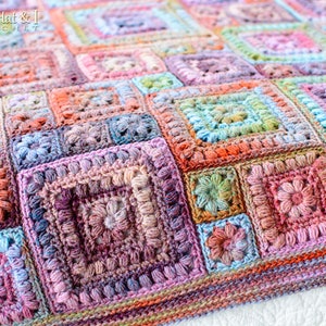 Crochet PATTERN Square Scramble crochet blanket pattern, baby throw blanket pattern, granny squares afghan pattern PDF Download image 4