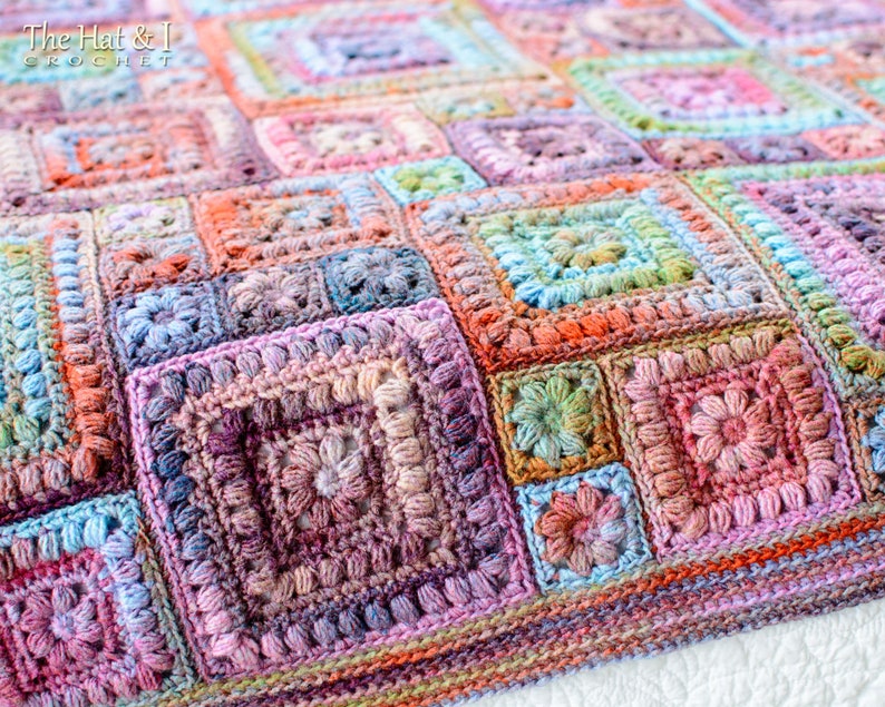 Crochet PATTERN Square Scramble crochet blanket pattern, baby throw blanket pattern, granny squares afghan pattern PDF Download image 4