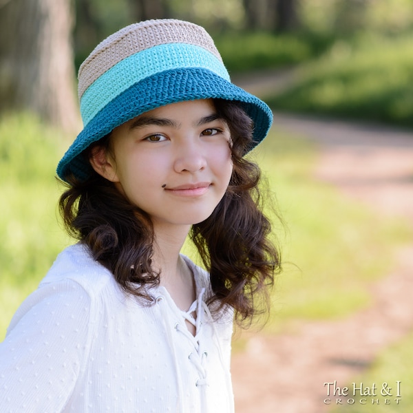 PATRON au crochet - Grab N Go Bucket Hat - patron de chapeau de soleil au crochet, patron de chapeau de plage d'été garçon fille (5 tailles | Bébé - Adulte) - Téléchargement PDF