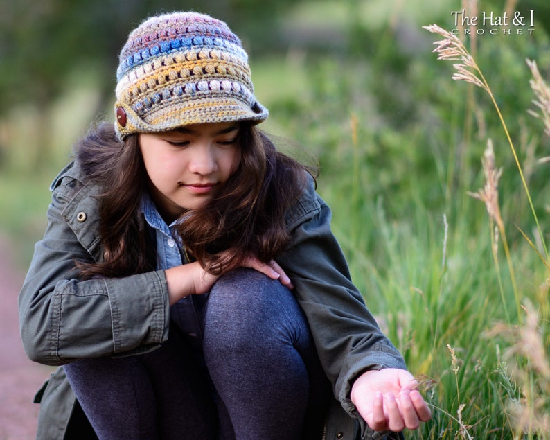 Virkmönster för mössa - Boho Beanie - virkmönster för pojkar flickor mössa med solskydd (4 storlekar | Småbarn Barn Vuxen XL) - PDF-nedladdning bild 5