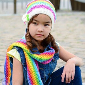 Crochet PATTERN Crayon Box crochet scarf pattern hat pattern, slouch beanie hat pattern 3 sizes Toddler Child Adult PDF Download image 6