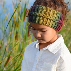 Crochet PATTERN Autumn Breeze Headwrap crochet headband pattern, braided ear warmer pattern 5 sizes Baby Adult PDF Download image 2